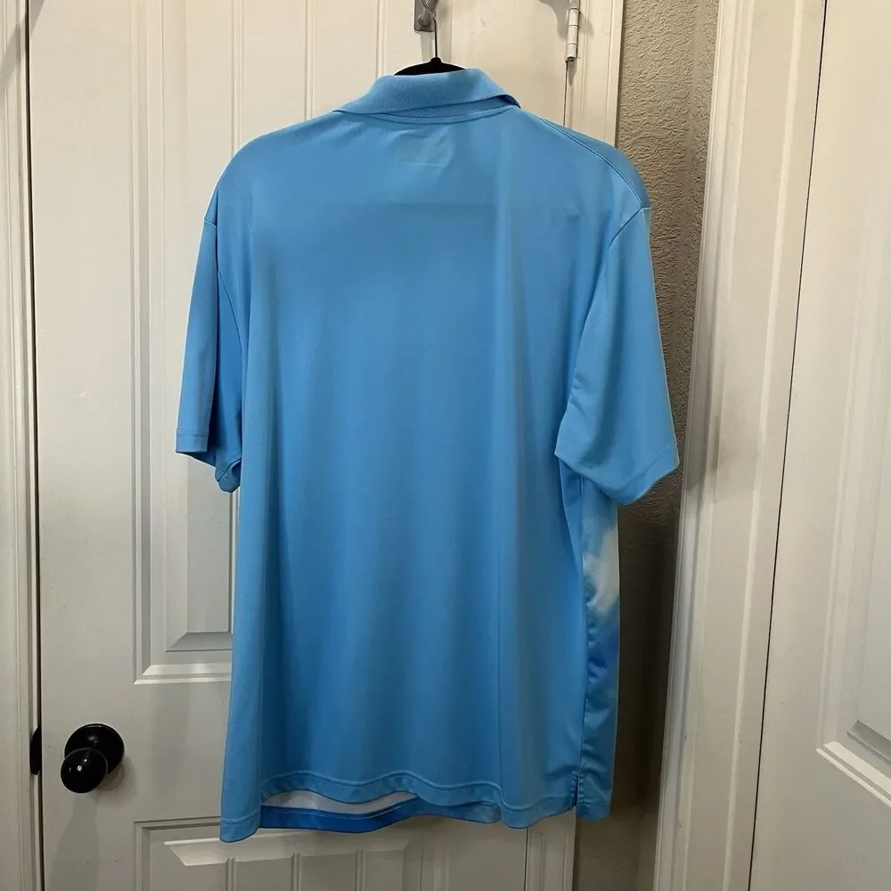 PGA Tour Pro Series Athletic Fit Polo Golf Shirt Blue Green Mens Size XL